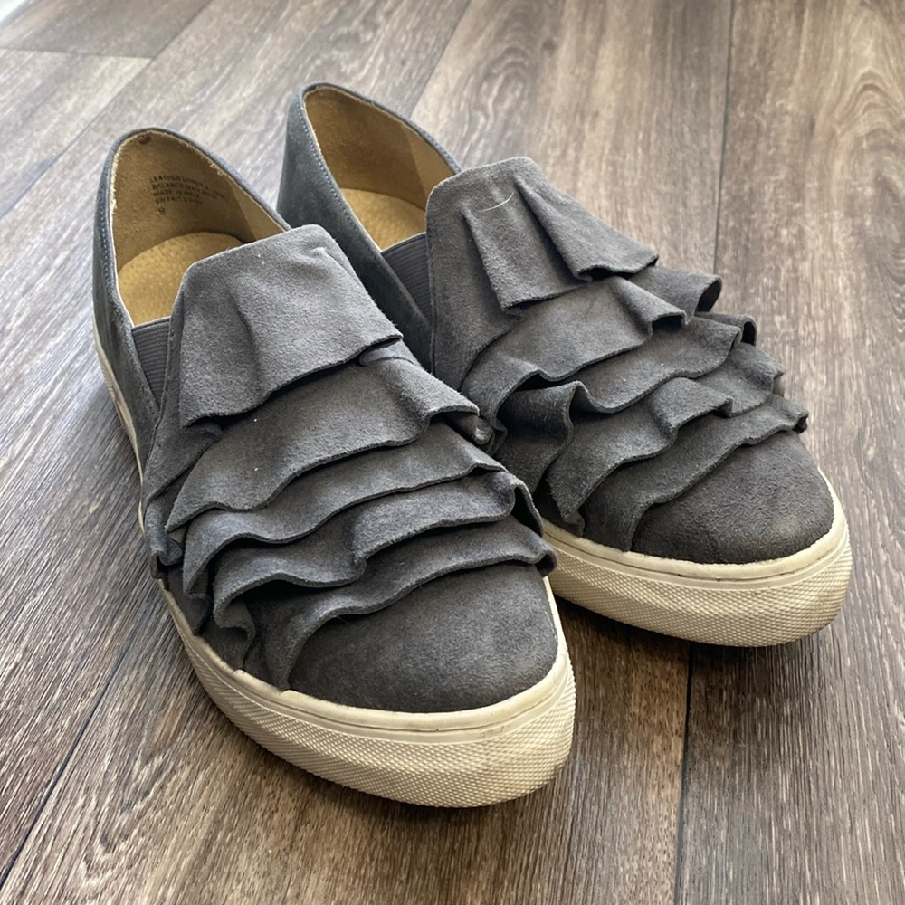 Seychelles Gray Ruffle Slip On Sneakers